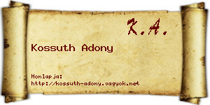 Kossuth Adony névjegykártya